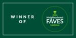 A green banner with the words " winner of 2 0 2 4 neighborhood favorite next door."